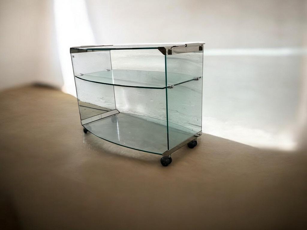 chariot de bar vintage en verre incurvé Gallotti & Radice, Enlèvement ou Envoi