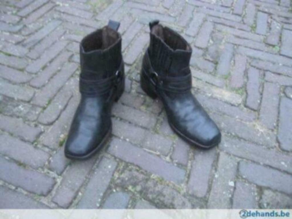 Gratis Verzenden luxe zwarte leren party fuif bikerboots 43, Verzenden, Zwart, Lage of Enkellaarzen, Zo goed als nieuw