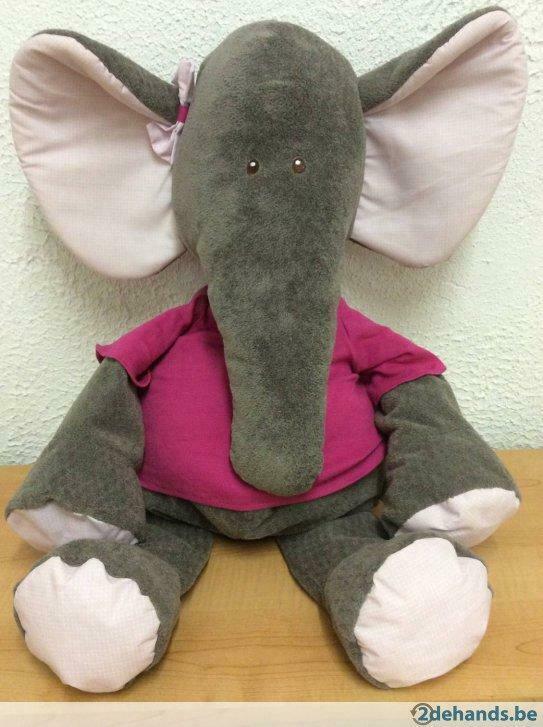 Heel zachte grote knuffel Pericles Bizoo fuchsia olifant, Nieuw