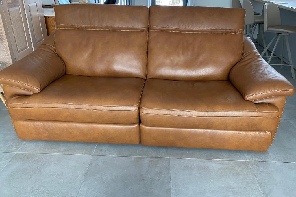 Divan cuir véritable Natuzzi (Editions), Huis en Inrichting, Ophalen, Zo goed als nieuw, Driepersoons, Leer