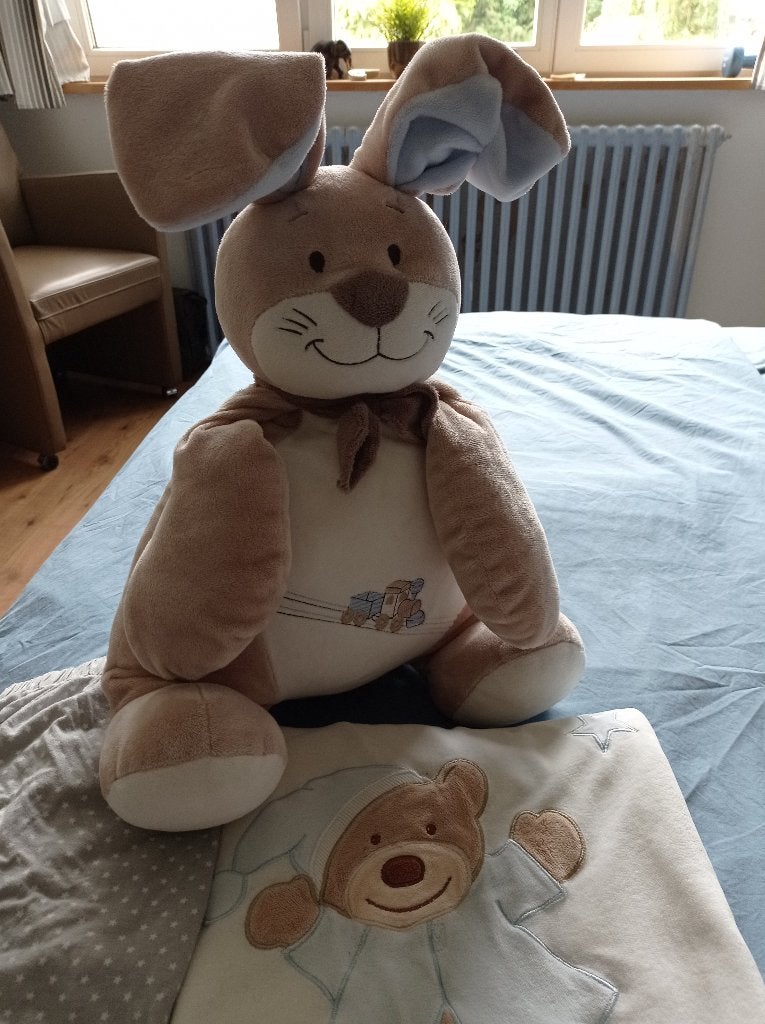 Peluche Noukies collection Oscar et Léon 50x40 cm, Enfants & Bébés, Lapin, Utilisé, Beige, Lavable