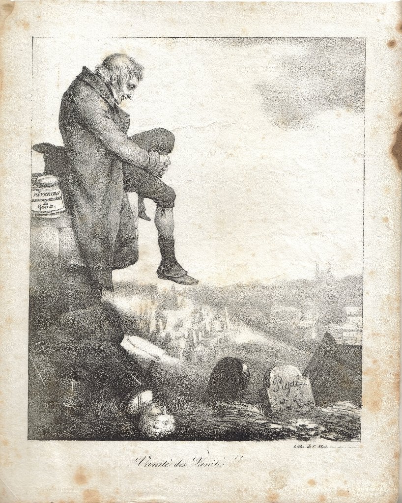 Edmé-Jean Pigal litho "Vanité des Vanités", ca. 1835, Antiquités & Art, Original, Enlèvement, Personnages et figures fantastiques