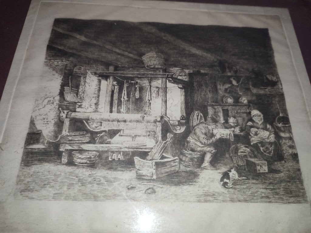 Adriaen Van ostade -17 de eeuwse gravure, Ophalen of Verzenden, Gravure, Gesigneerd