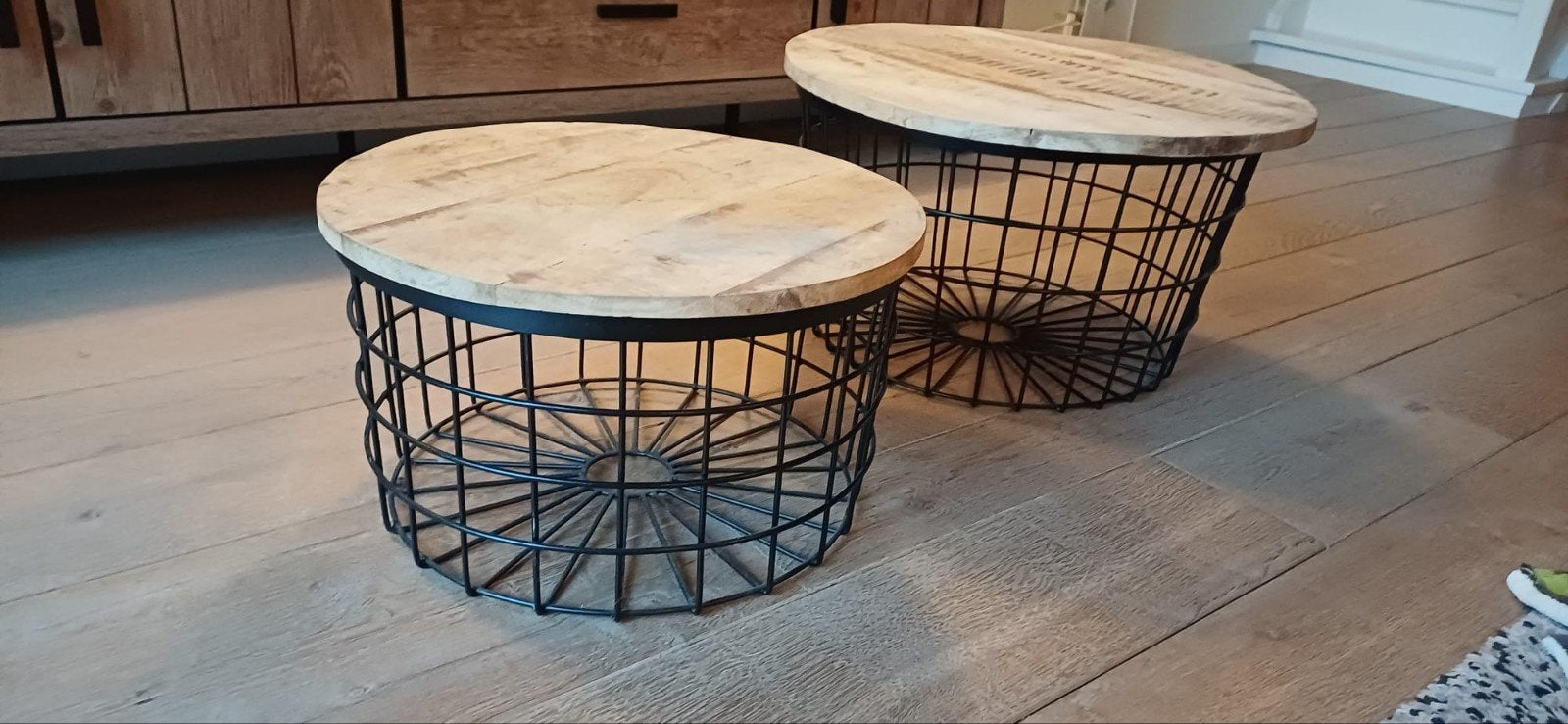 salontafel/opbergmanden Ikea, Huis en Inrichting, Ophalen, Rond, 50 tot 100 cm, Zo goed als nieuw