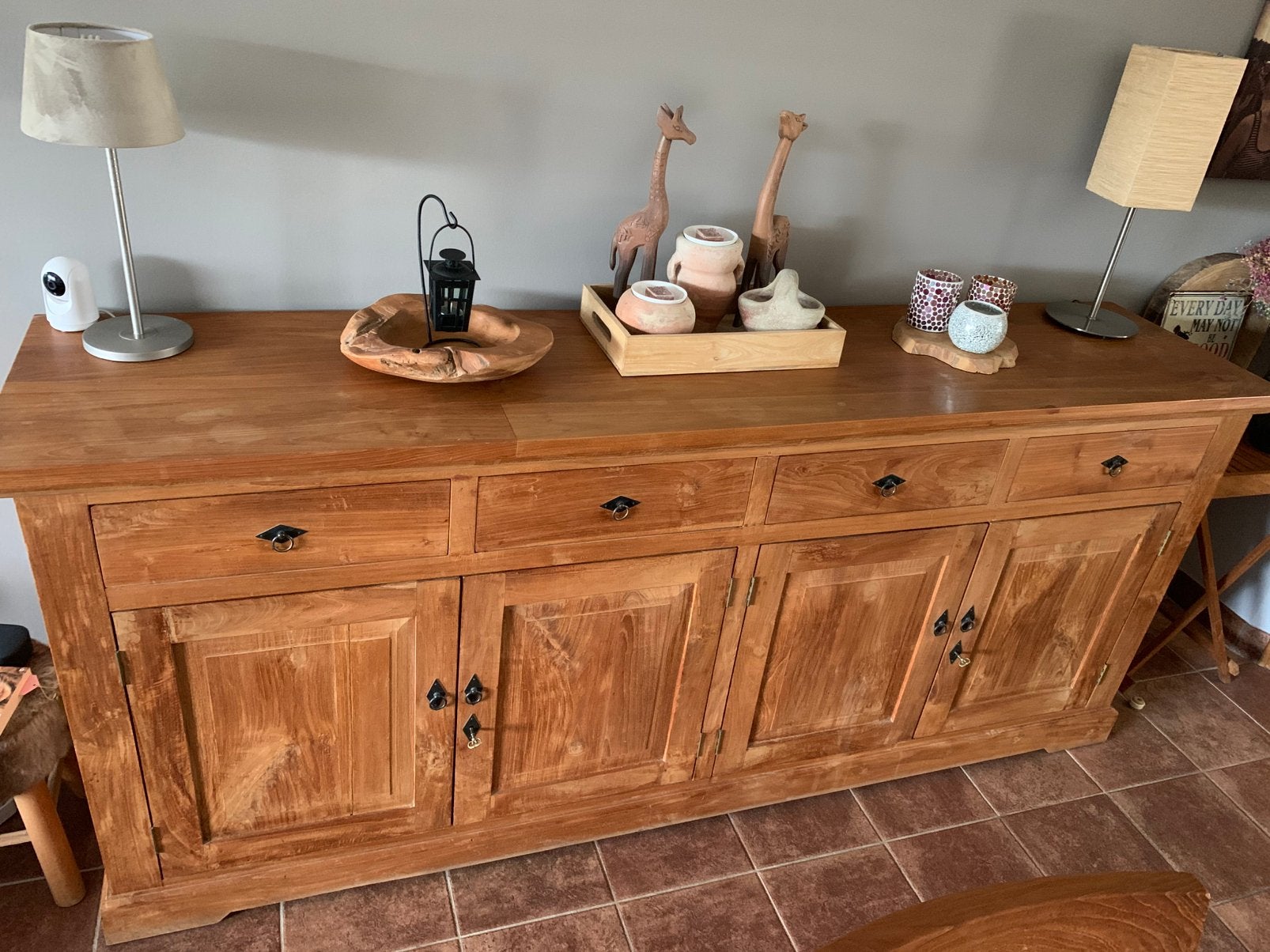 Dressoir uit massief teak, Ophalen, Gebruikt, Teakhout, Met lade(s)