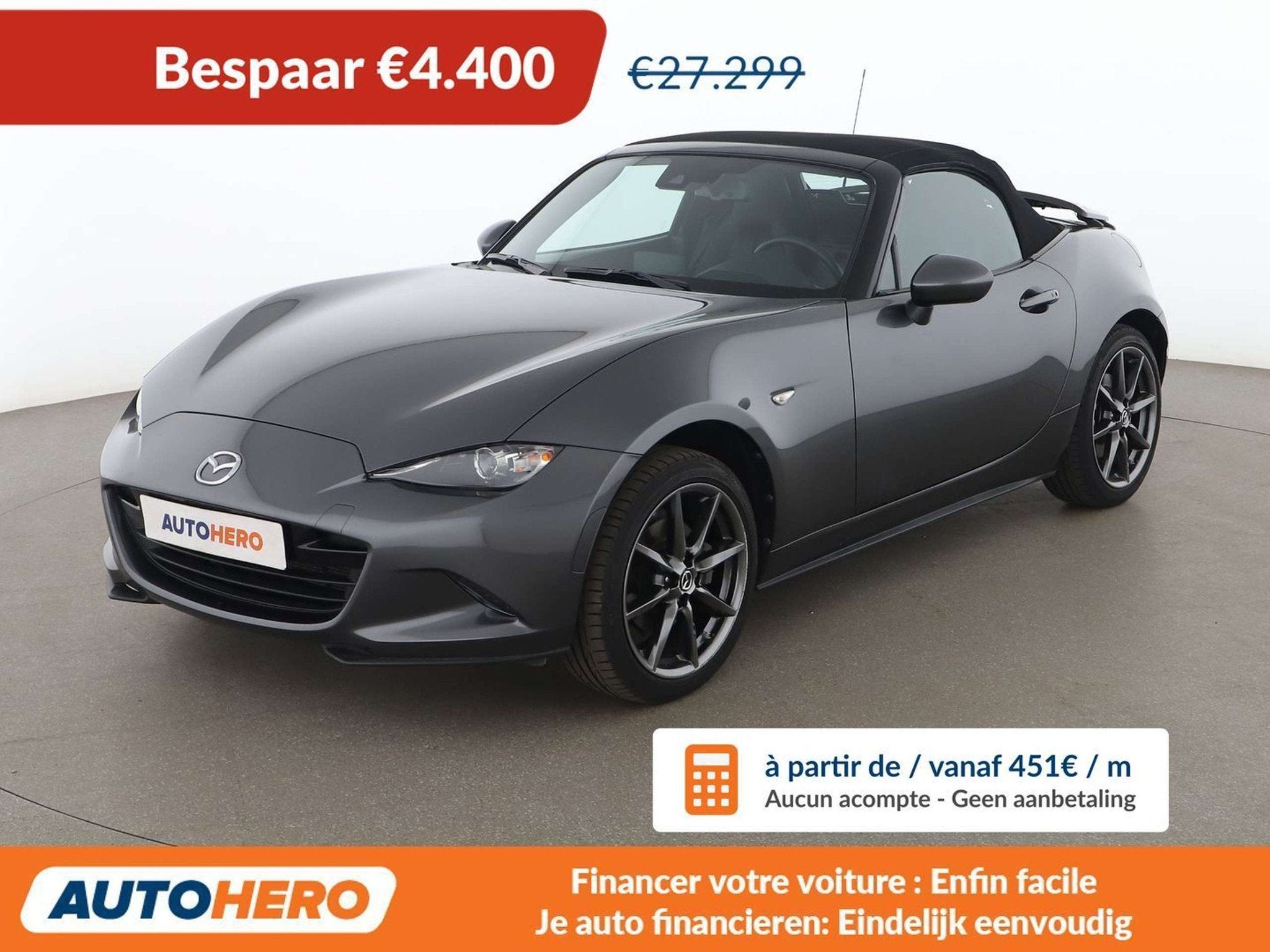 Mazda MX-5 2.0 Skyactiv-G Edition 100, Argent ou Gris, Achat, Boîte manuelle, Noir