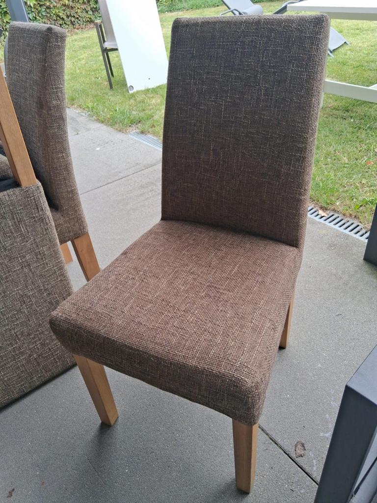 Eetkamerstoelen, 6 stuks, Huis en Inrichting, Stoelen, Ophalen, Gebruikt, Bruin, Stof