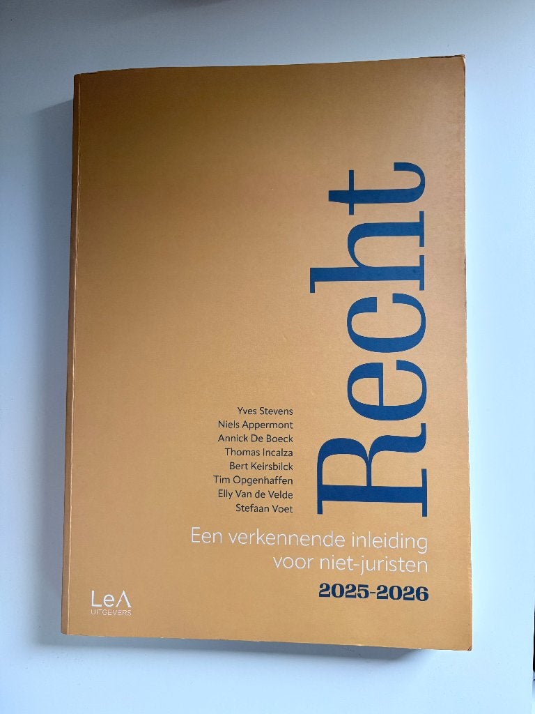 Recht een verkennende inleiding voor niet-juristen 2025-2026, Ophalen, Nieuw, Economie en Marketing, Yves Stevens, Niels Appermont, Annick De Boeck, Thomas Incalza