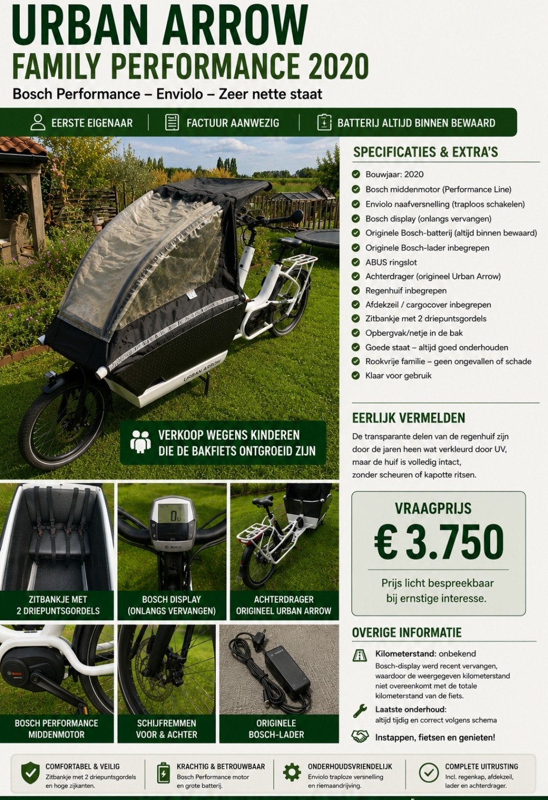 urban arrow family performance bakfiets, Ophalen