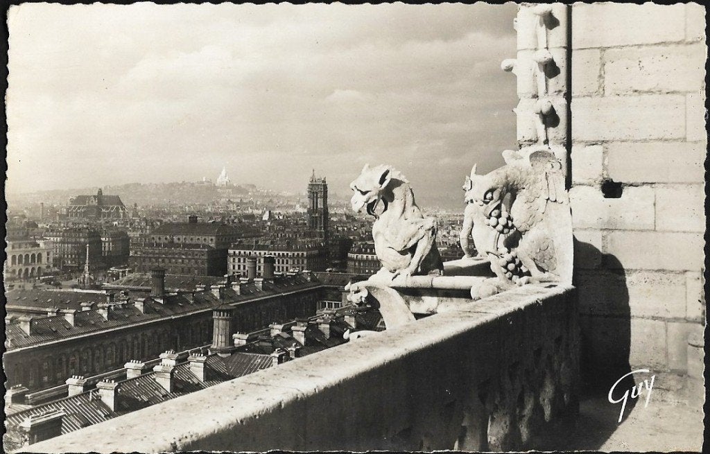 1955 - FRANKRIJK - Paris: Chimères Cathédrale Notre-Dame, Verzamelen, Postkaarten | Buitenland, Verzenden, 1940 tot 1960, Gelopen