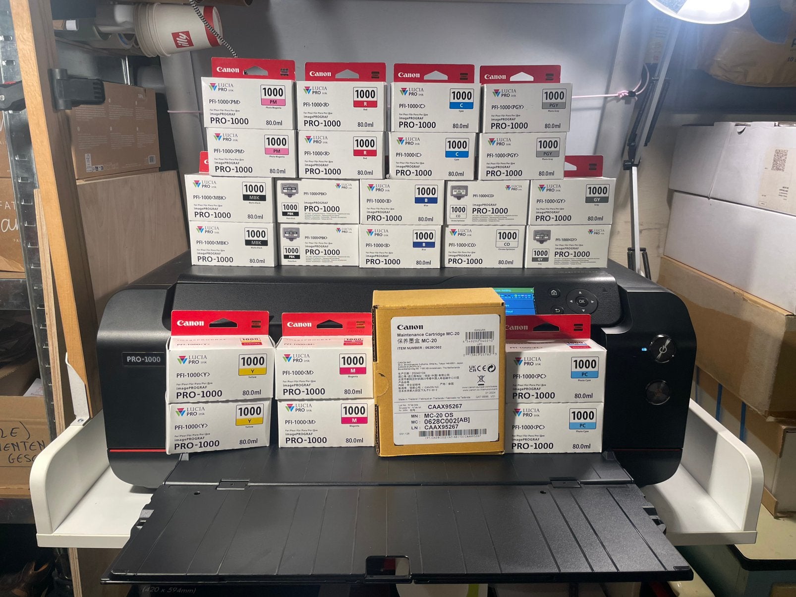 Canon image prograf 1000 + 2x alle cartridges, Computers en Software, Ophalen, Zo goed als nieuw, Kleur printen, Printer