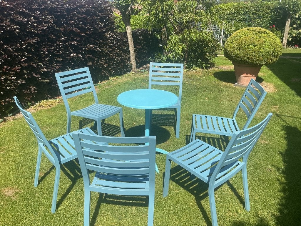 Tuinset stoelen + tafel, Enlèvement, Aluminium, Salons de jardin