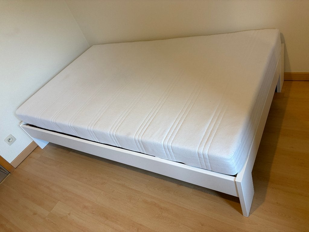 Lit 120x200 + sommier + matelas, Comme neuf, Enlèvement, 120 cm, 200 cm