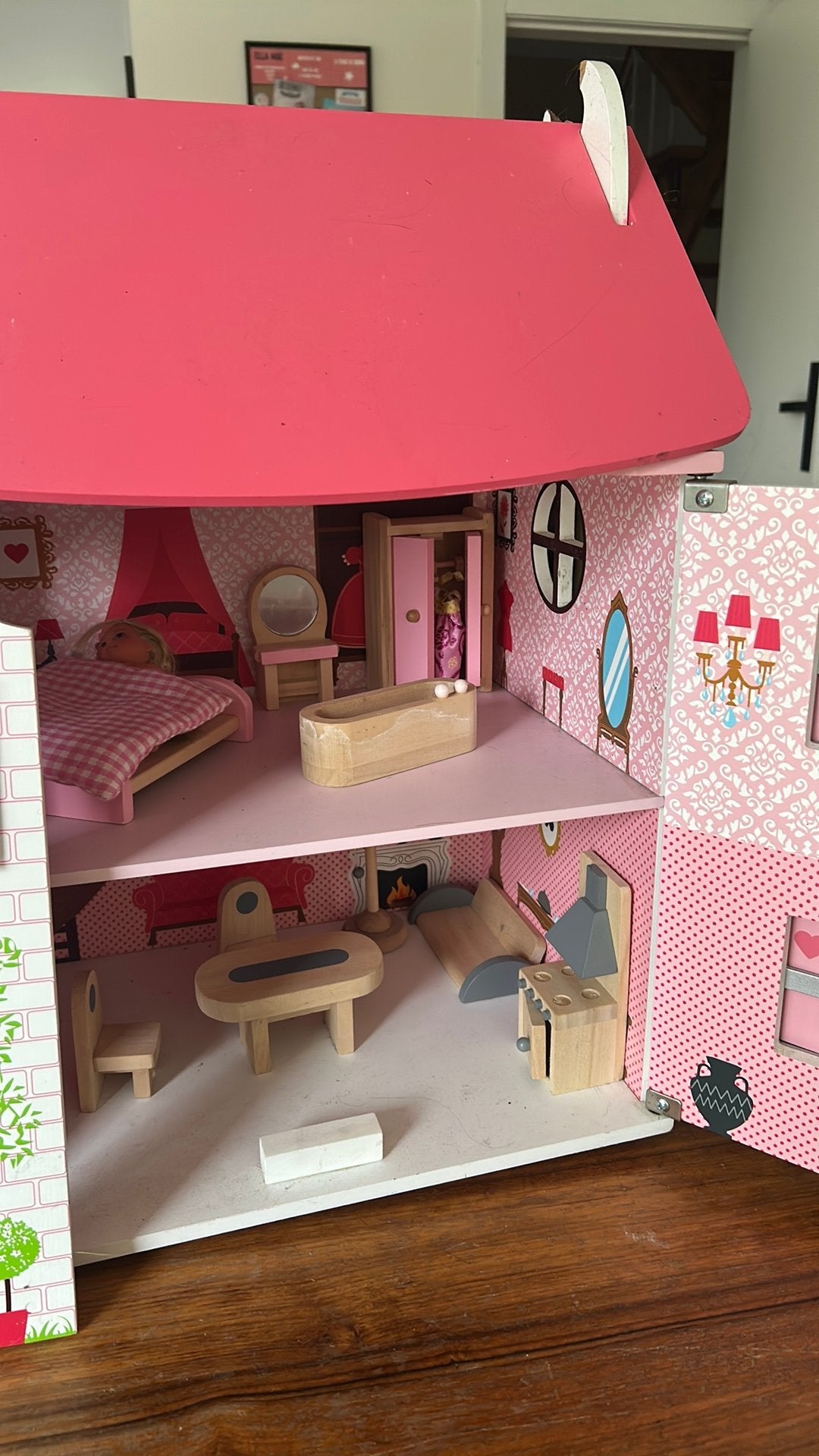 Poppenhuis Janod met meubeltjes, Kinderen en Baby's, Ophalen, Gebruikt, Poppenhuis