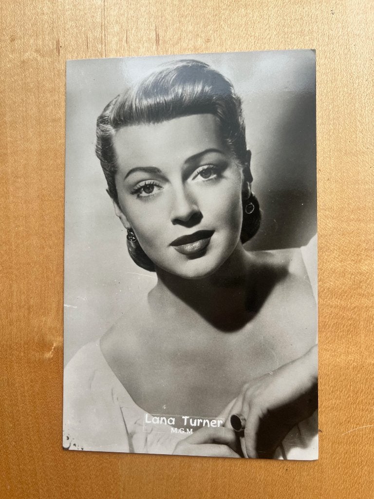 Fotokaart filmster Lana Turner -Jaren 1950-1960, Ophalen of Verzenden, Gebruikt, Film, Foto of Kaart