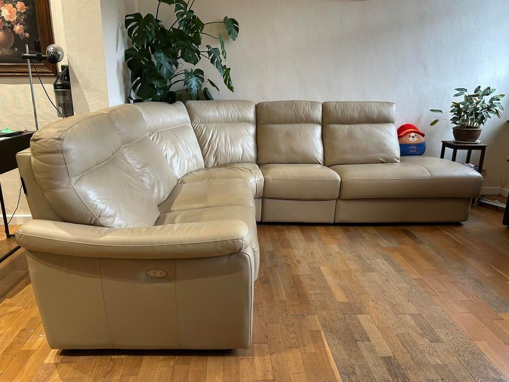 Lederen fauteuil met relax, Huis en Inrichting, Ophalen, Zo goed als nieuw