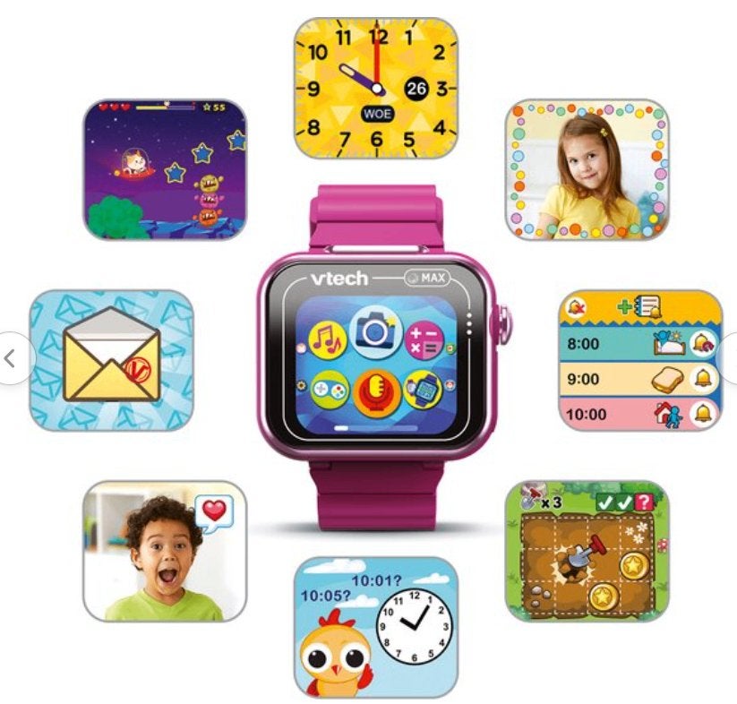 VTech smartwatch KidiZoom Max donker roze € 52, Ophalen of Verzenden, Nieuw, 6 jaar of ouder