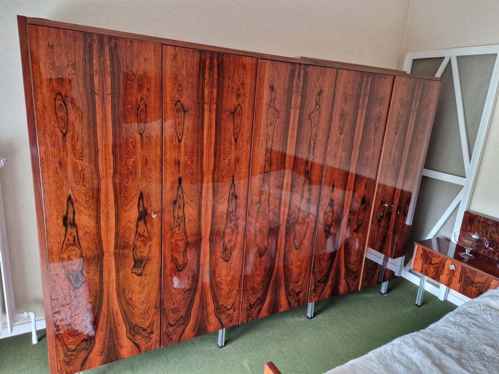 Vintage- Mid century kleerkast+bed, Antiek en Kunst, Ophalen