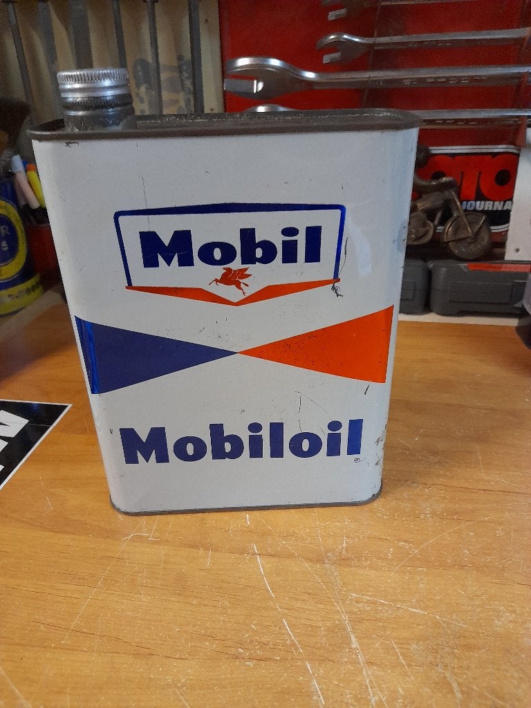 ancien bidon huile vide mobil mobiloil, Collections, Enlèvement ou Envoi, Utilisé, Autres types
