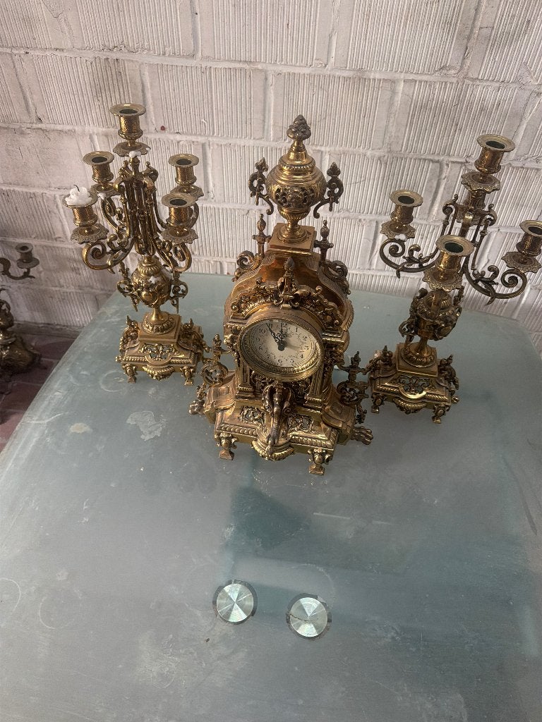 Set  kandelaar met klok, Antiek en Kunst, Curiosa en Brocante, Ophalen