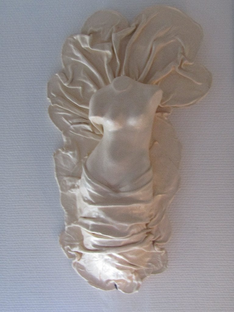 Superbe buste de Vénus drapé, sculpture en relief, Buste, Beige, Beschilderd, Leer