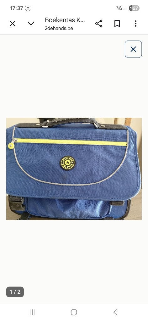 Kipling boekentas, Ophalen, Blauw, Aktetas of Boekentas, 40 tot 50 cm