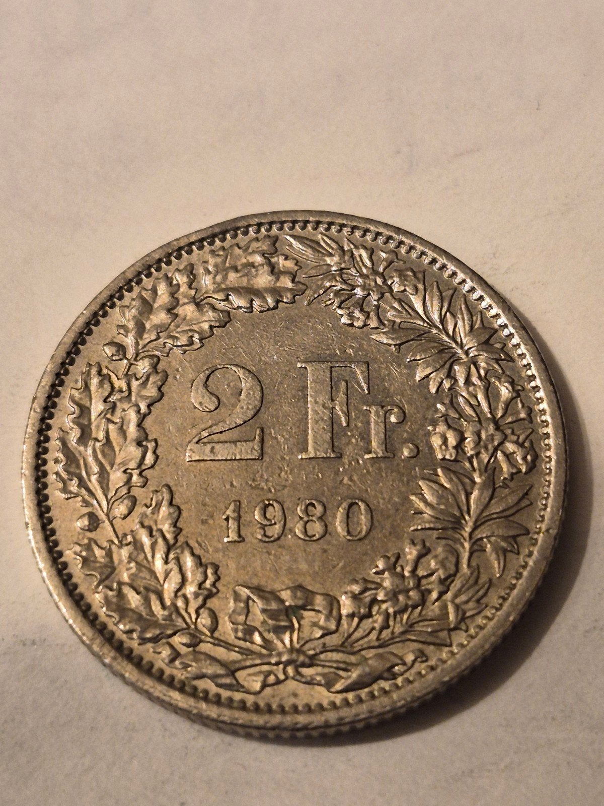 2 frank 1980 van Zwitserland muntslag, Ophalen of Verzenden