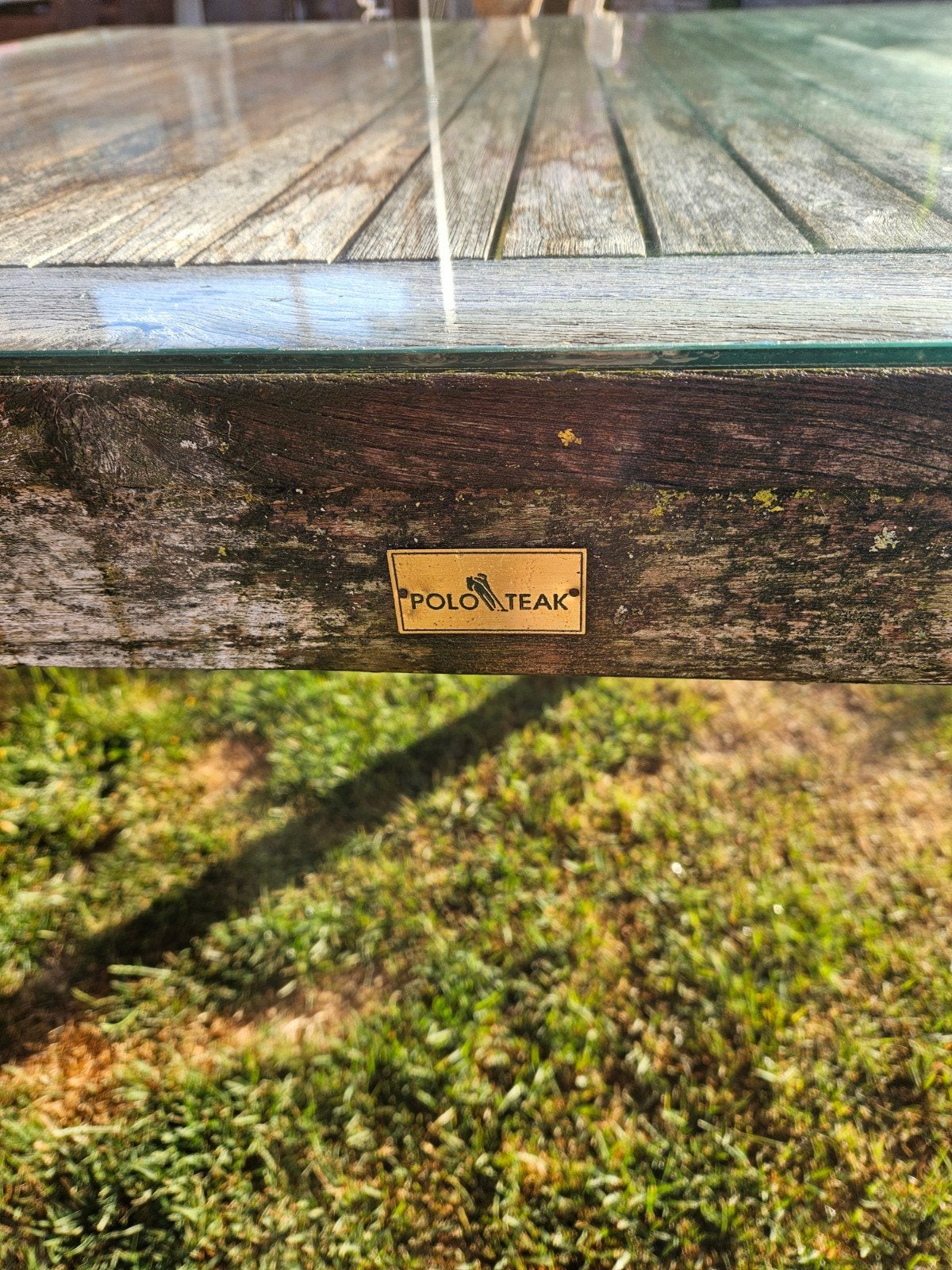 tuintafel 4kant met glas, Jardin & Terrasse, Tables de jardin, Enlèvement, Utilisé, Carré, Bois