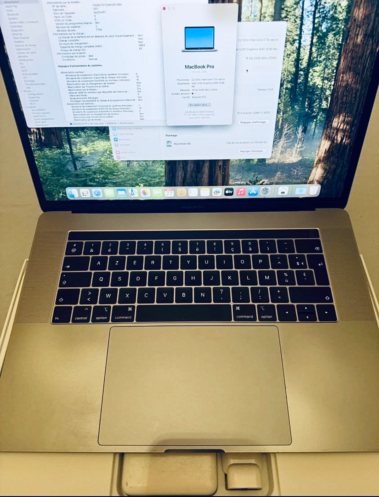 MacBook Pro 15 - 2018, MacBook Pro, 256 GB, Enlèvement, Utilisé