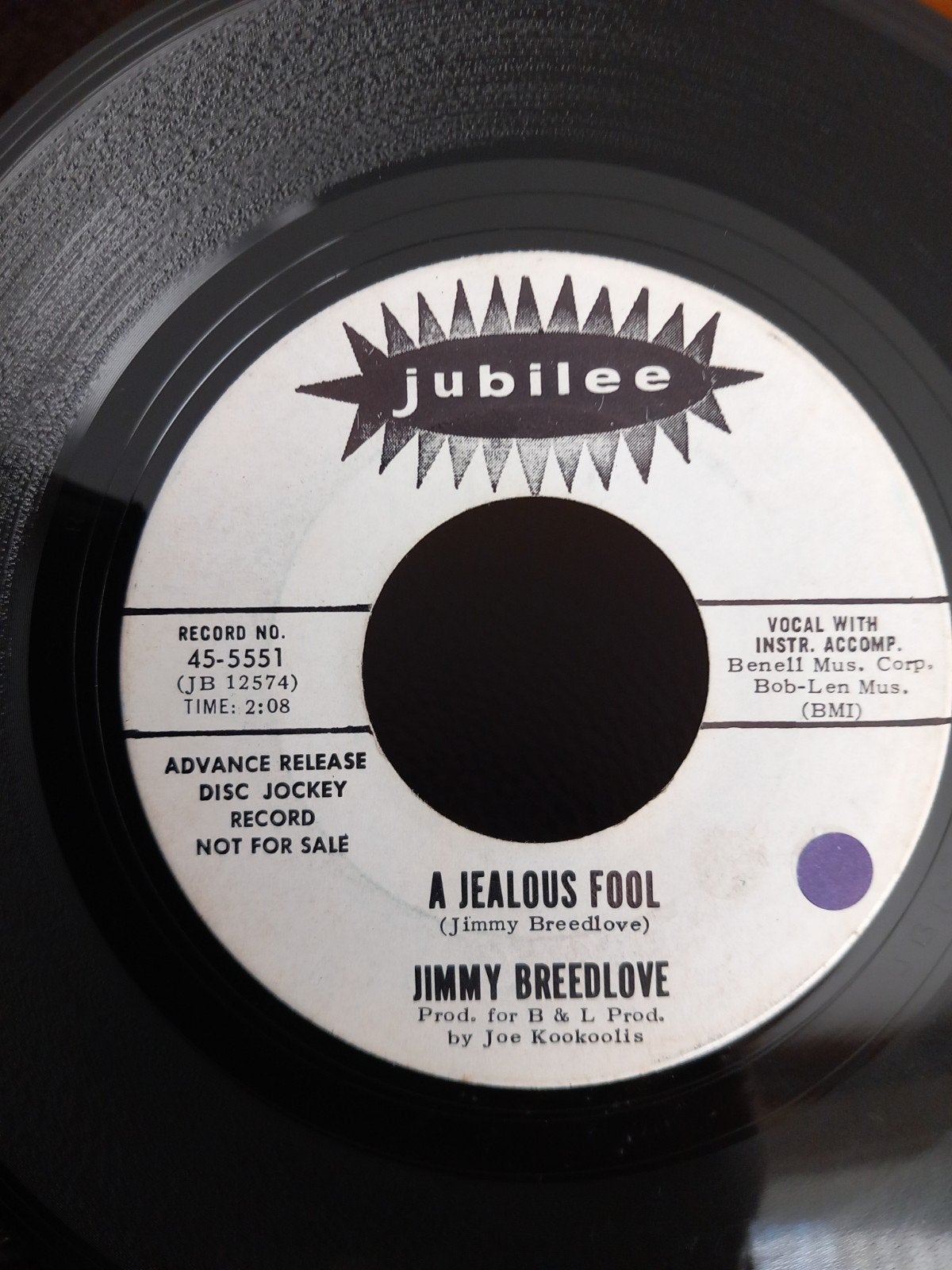 JIMMY BREEDLOVE. A JEALOUS FOOL. POPCORN USA 45T, Ophalen of Verzenden