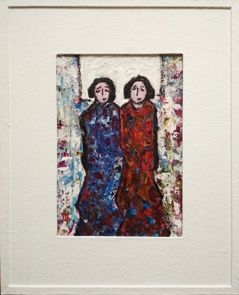 « Amis », Textile, Peinture à l'huile, Passe-partout, Autre sujet