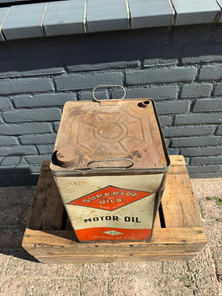 Superlux motor oil olie blik, Verzamelen, Ophalen of Verzenden, Gebruikt, Verpakking