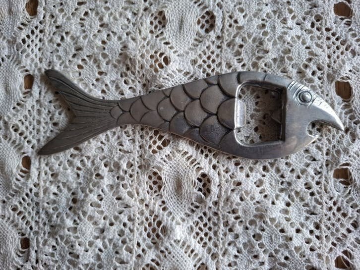 Vintage blikkenopener /flessenopener vis, Ophalen of Verzenden