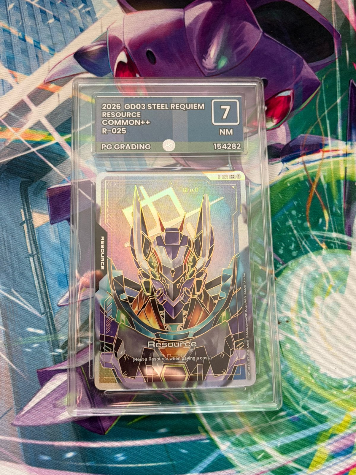 Gundam Card GD03 Steel Requiem Resource R-025 Common++ PG 7, Hobby en Vrije tijd, Ophalen of Verzenden, Zo goed als nieuw, Foil