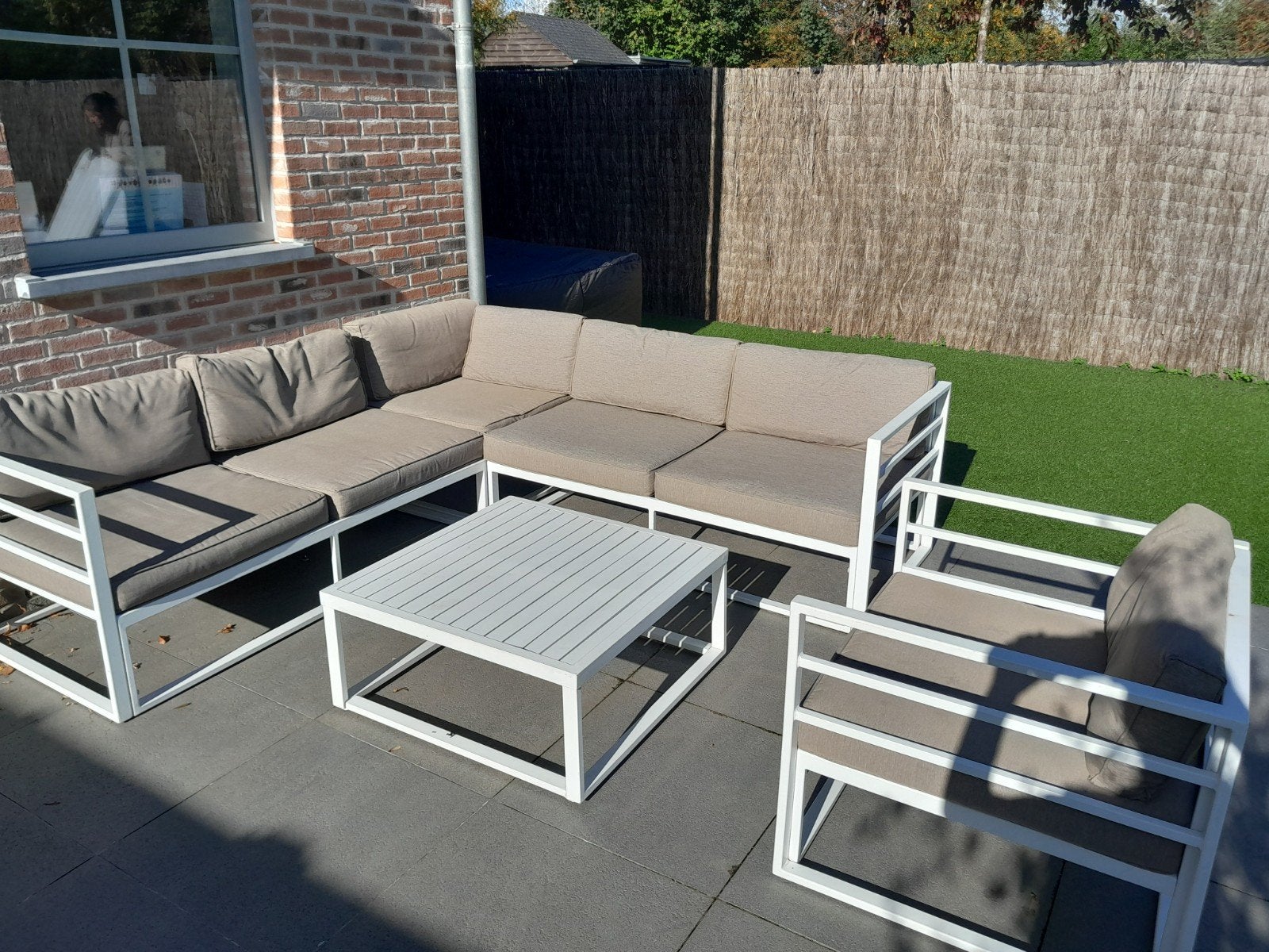 witte loungeset aluminium, Tuin en Terras, Ophalen, Gebruikt, 6 zitplaatsen, Bank