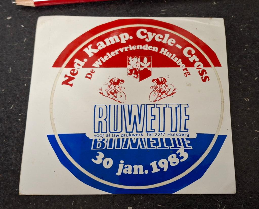 Sticker wielrennen Ned. Kamp. Cyclocross 1983, Verzamelen, Ophalen of Verzenden, Zo goed als nieuw, Sport