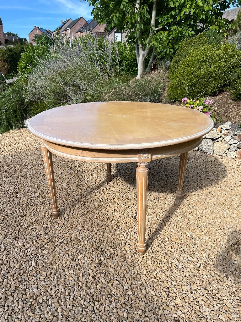 Table à manger ronde extensible Louis XVI en merisier massif, Maison & Meubles, 100 à 150 cm, Louis XVI, Cinq personnes ou plus