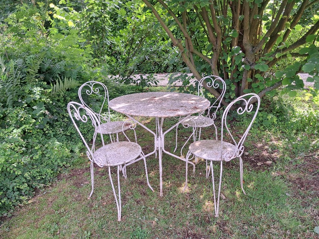 Meuble de jardin en fer forgé, Ophalen, Gebruikt, Eettafel, Tuinset
