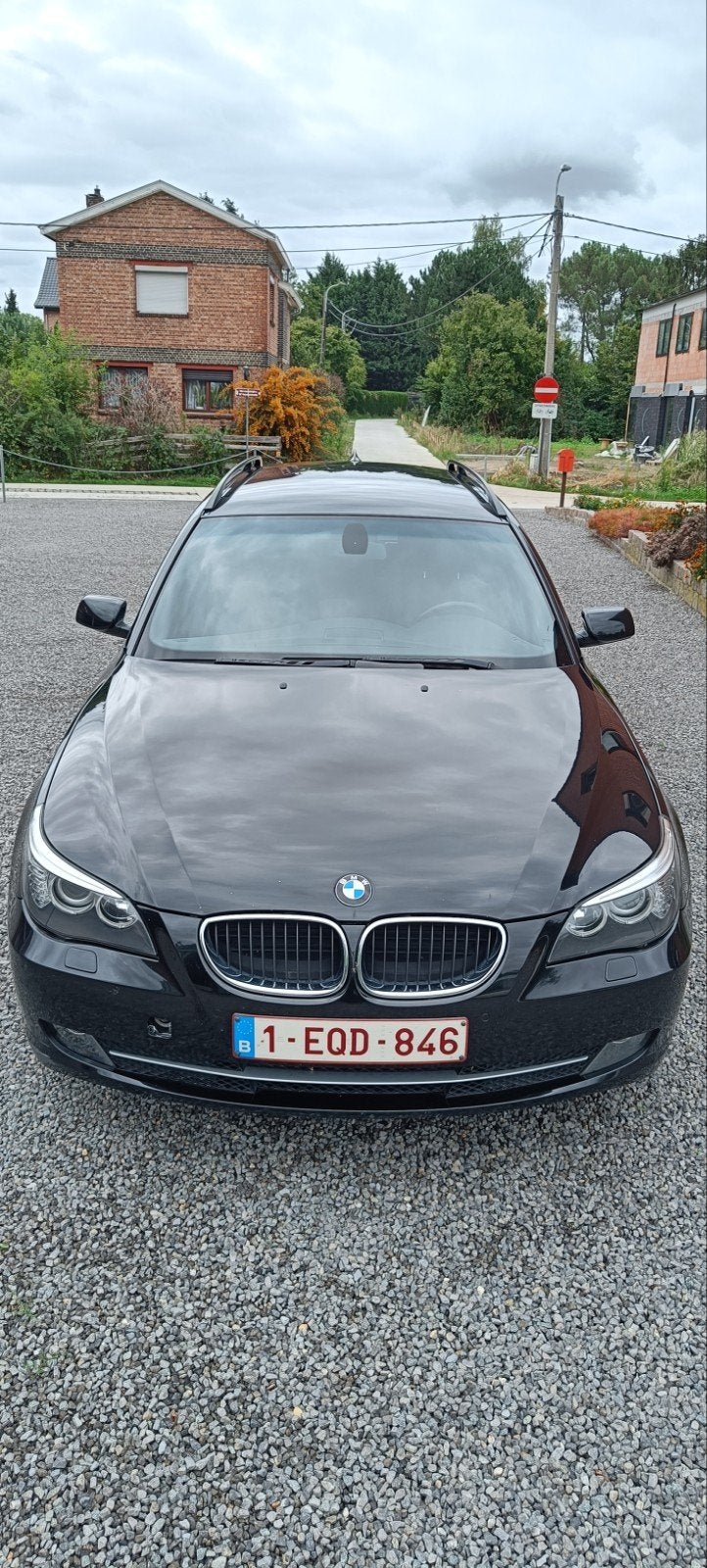 BMW 520d, 2008, automaat, 196.000km, Autos, BMW, Cuir, Carnet d'entretien, Noir, Automatique