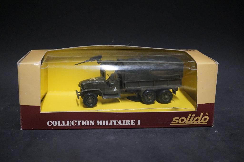 Solido GMC militaire vrachtwagen met machinegeweer - 1/50, Ophalen of Verzenden, Zo goed als nieuw