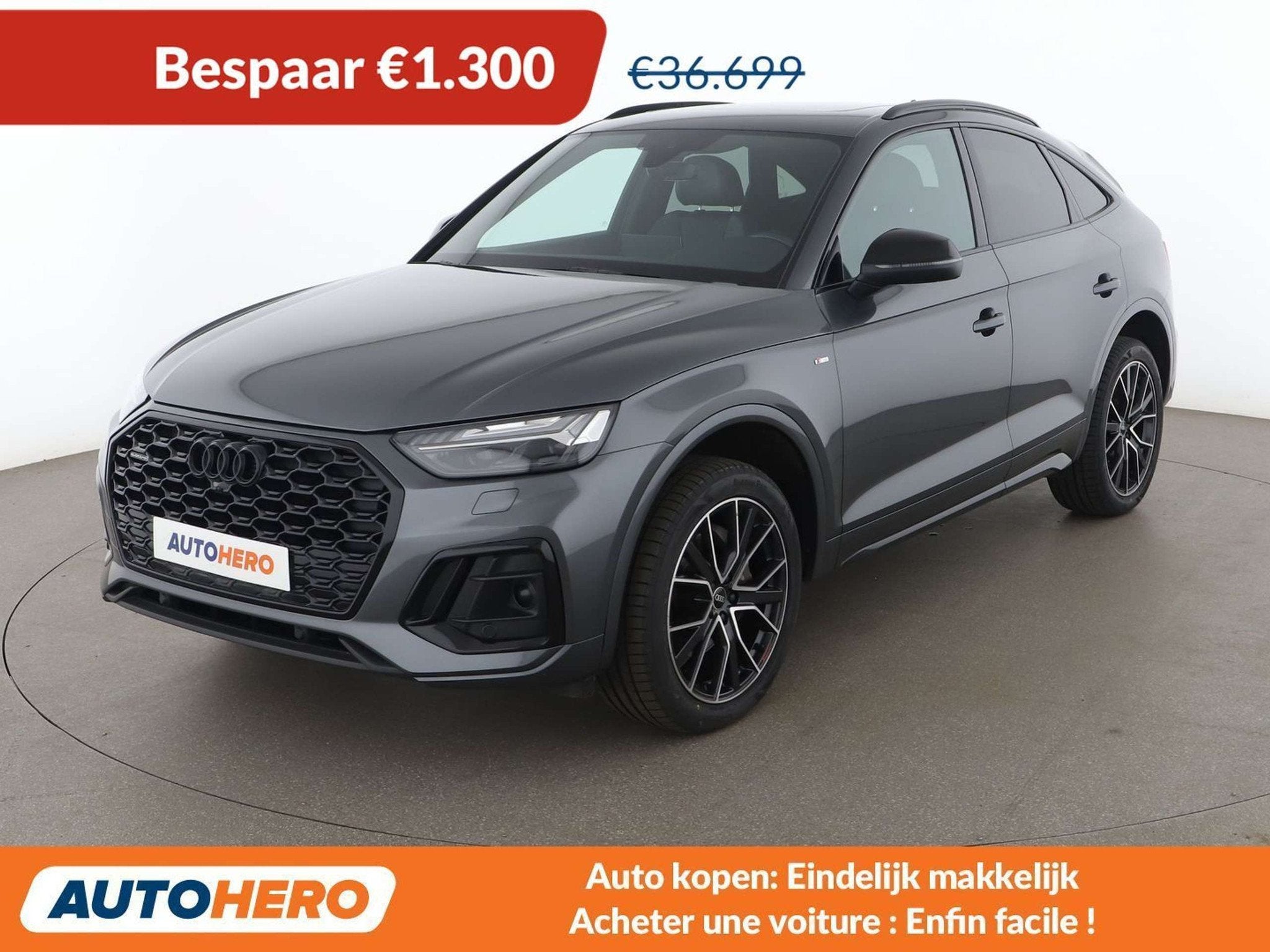 Audi Q5 40 TDI Mild-Hybrid quattro S line (automatique), Argent ou Gris, Euro 6, 1968 cm³, Noir