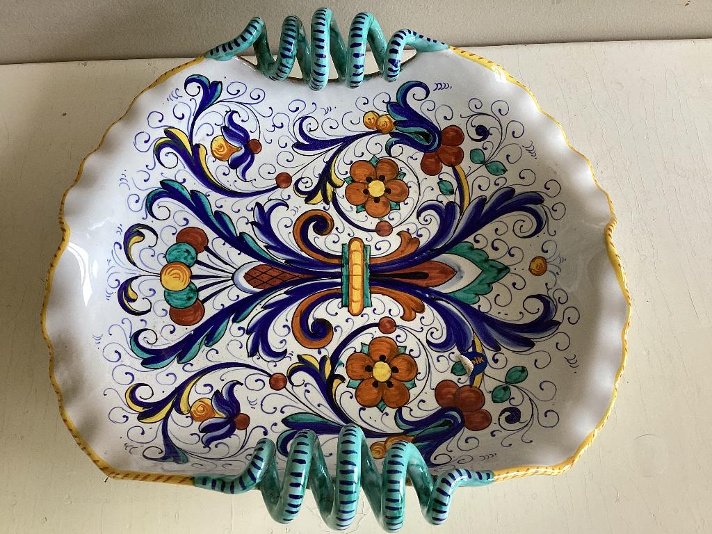 VINTAGE ,Prachtige handgeschilderde keramische vaas italie, Antiek en Kunst, Ophalen of Verzenden