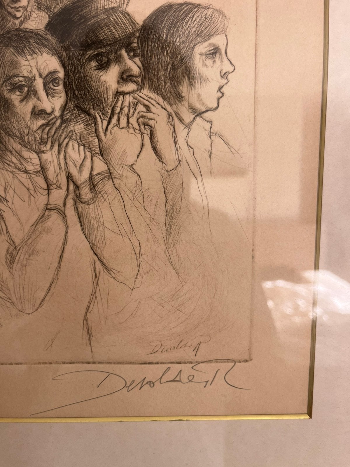 Gesigneerde kunstprent Devolder – Oostende – ingelijst, Antiek en Kunst, Ophalen of Verzenden, Ets, Gesigneerd