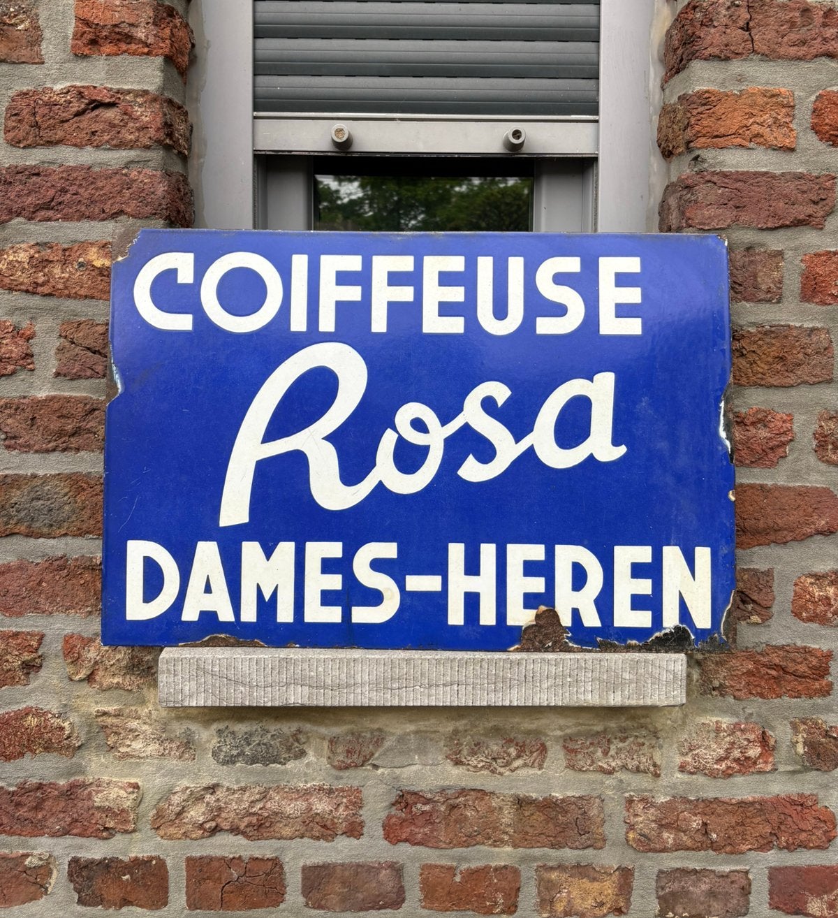 Emaille COIFFEUSE ROSA, Ophalen of Verzenden, Zo goed als nieuw, Reclamebord