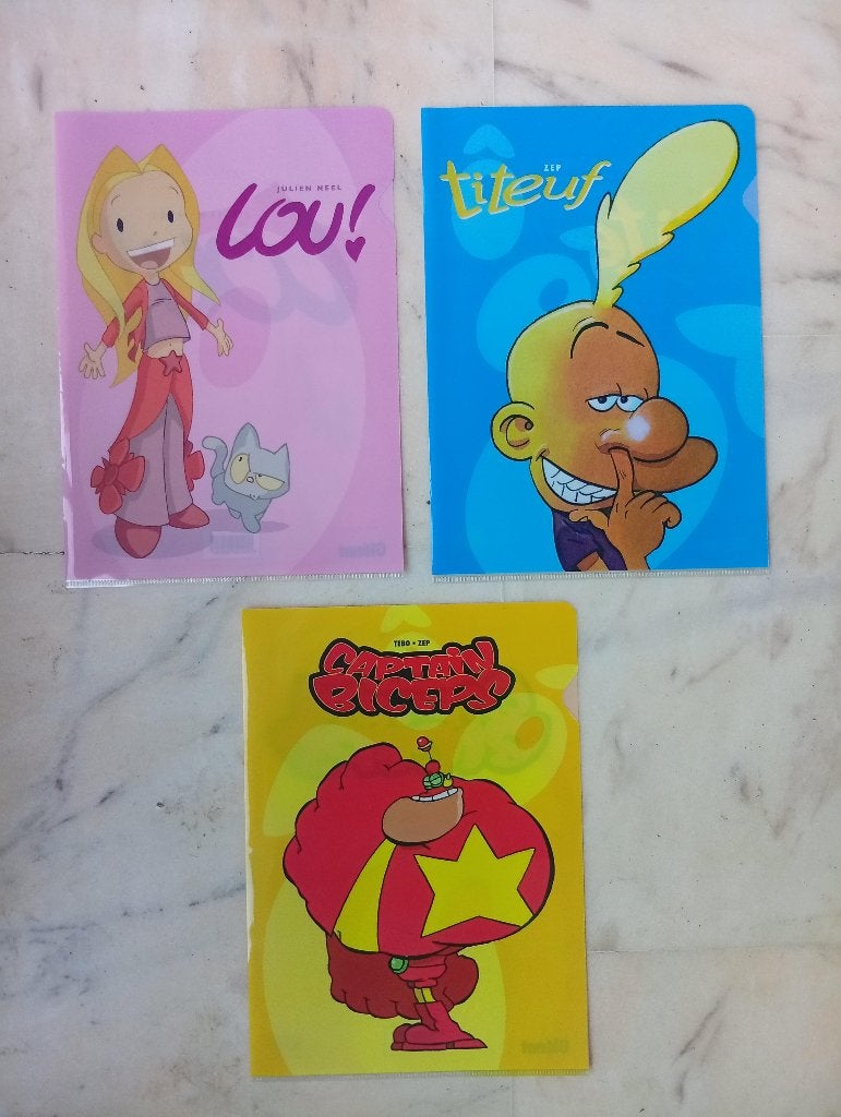 3 fardes en plastique (Glénat /Tchô !)., Divers, Envoi, Neuf