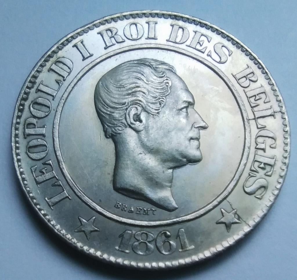 belgie 20 centimes 1861 -Leopold 1, Ophalen of Verzenden, Zilver, Losse munt
