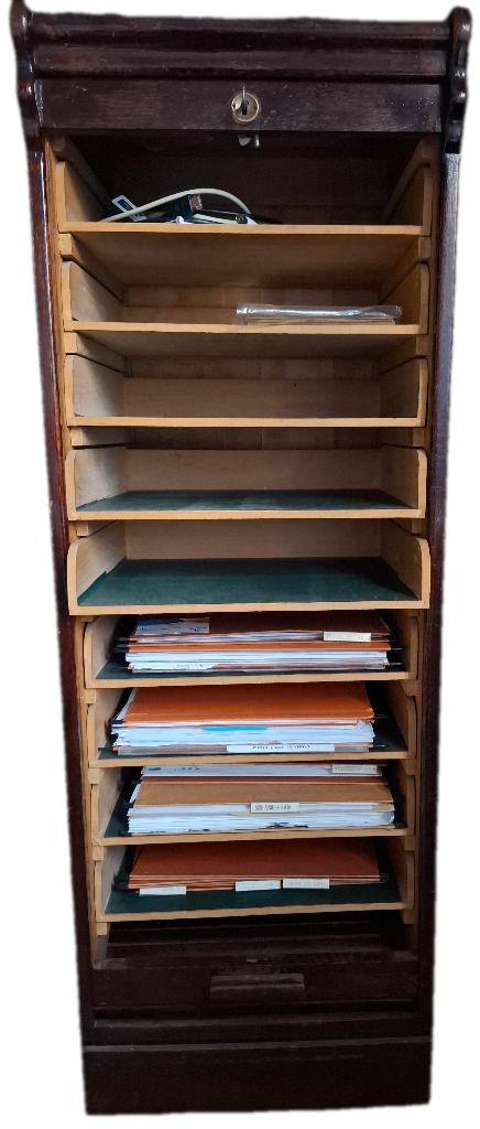 Vintage houten bureelkast, Ophalen, Minder dan 50 cm, Gebruikt, 100 tot 150 cm