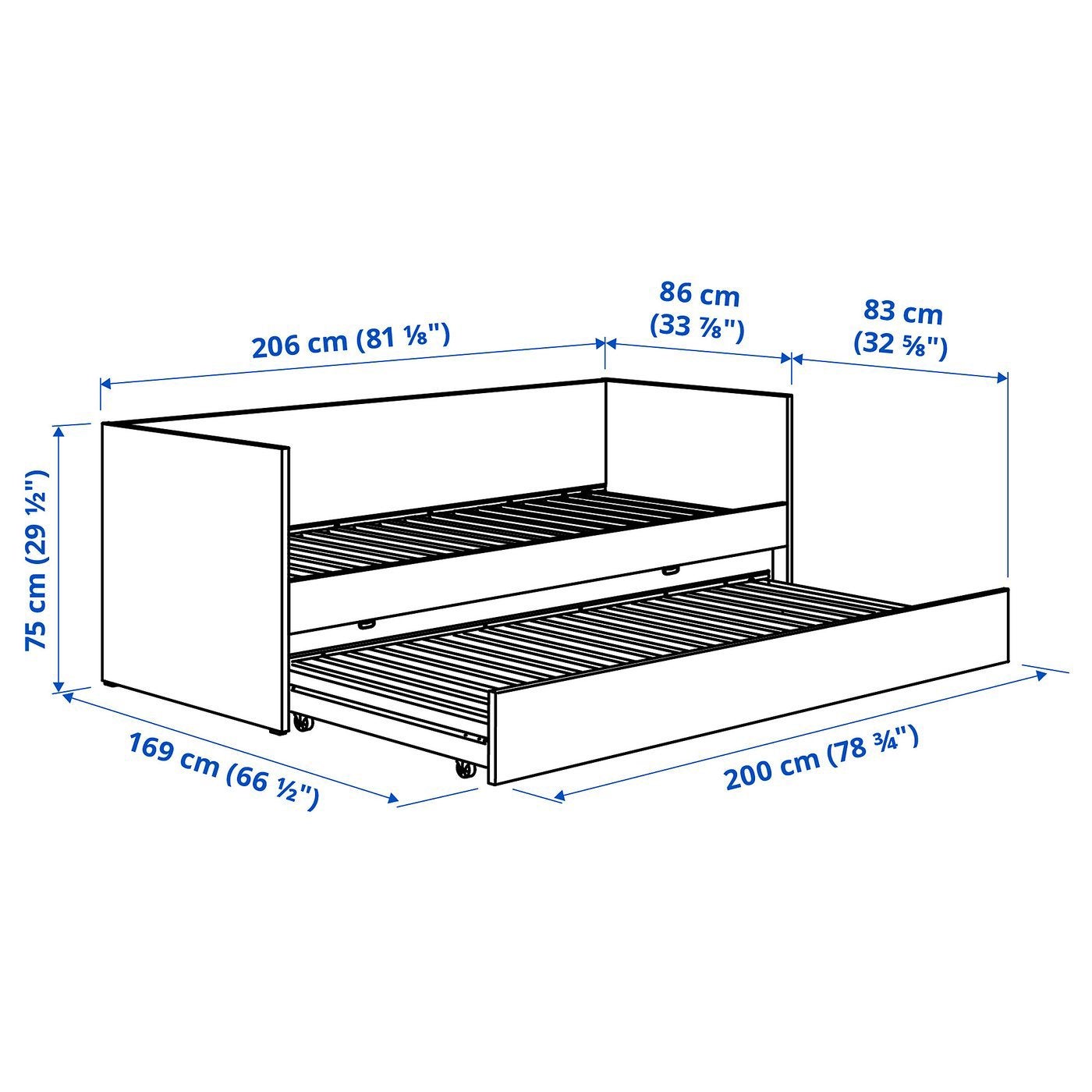 Lit IKEA Vihals 80* 200 cm, Enlèvement, Comme neuf, Blanc, 200 cm