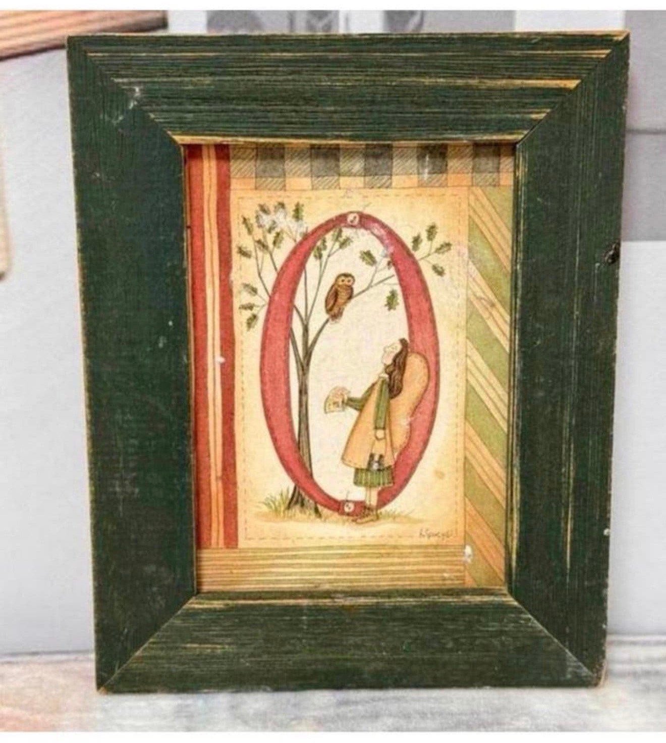 Angel Angel owl O By Linda Spivey Cadre en bois vintage, Enlèvement ou Envoi