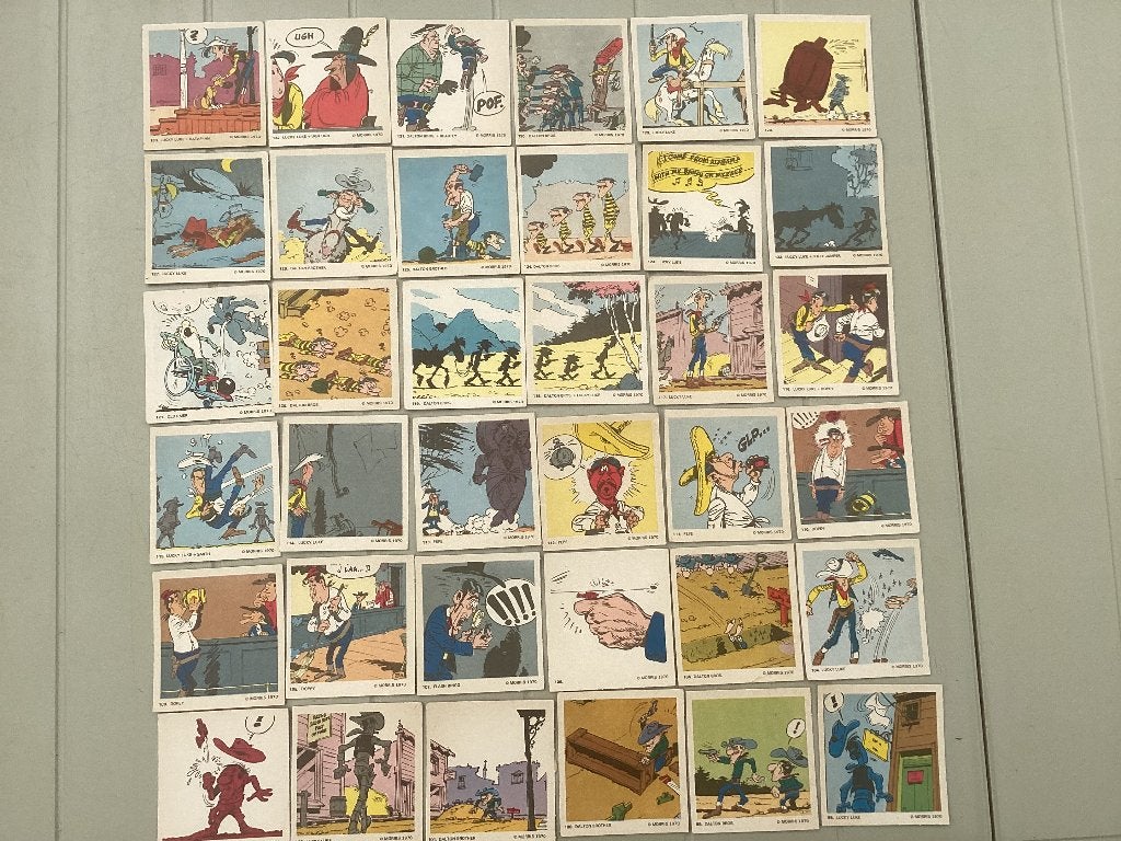 132 chromos prenten Monty gum LUCKY LUKE  op 1 na volledig, Verzamelen, Ophalen of Verzenden, Gebruikt